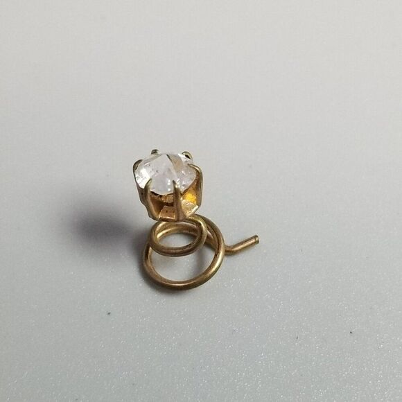 Antique Gold Tone Glass Rhinestone Spiral Dress Shirt Button Stud Vintage Estate - Picture 6 of 7